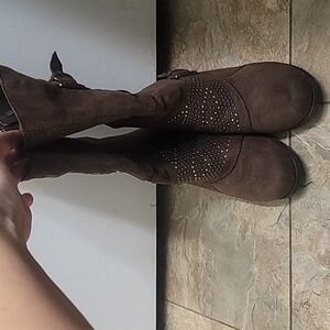 Kids Brown Studded Boots